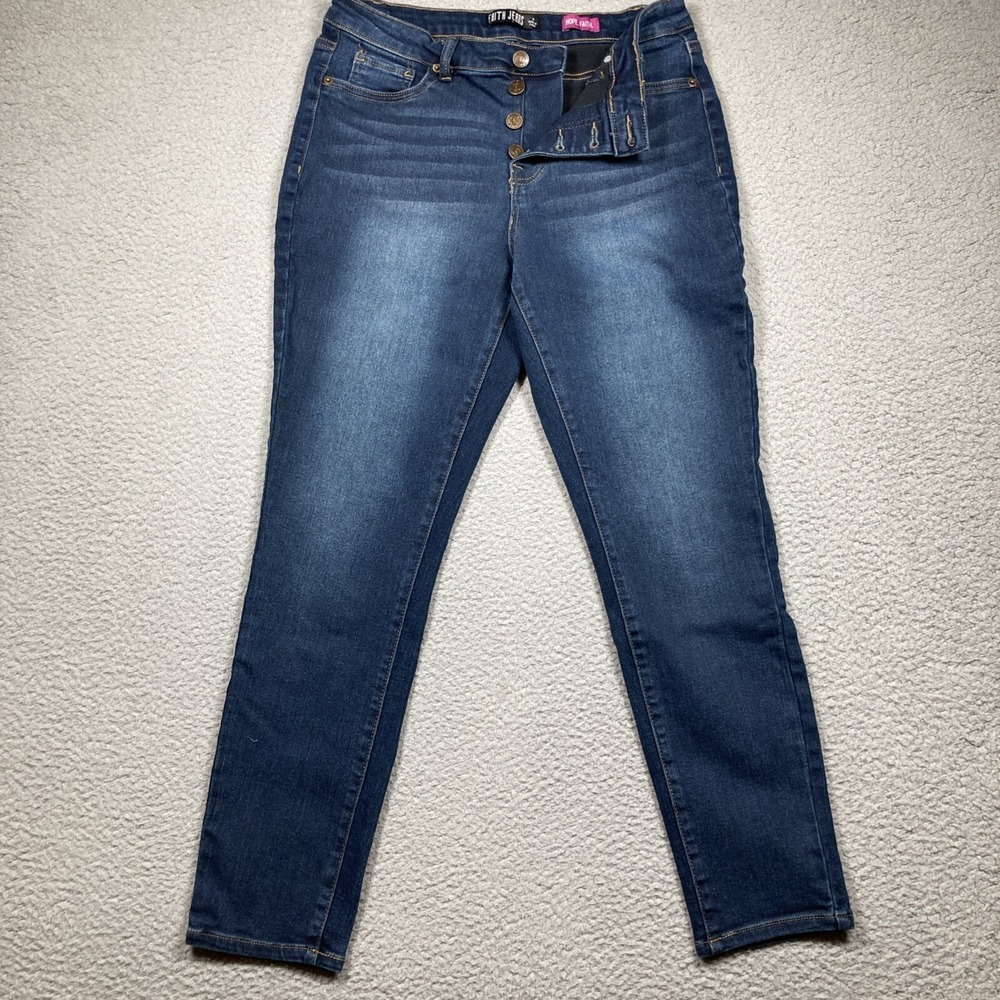 Faith Jeans Women's 10 Blue Button‎ Fly Brooks Wash Hope Faith Stretch Denim